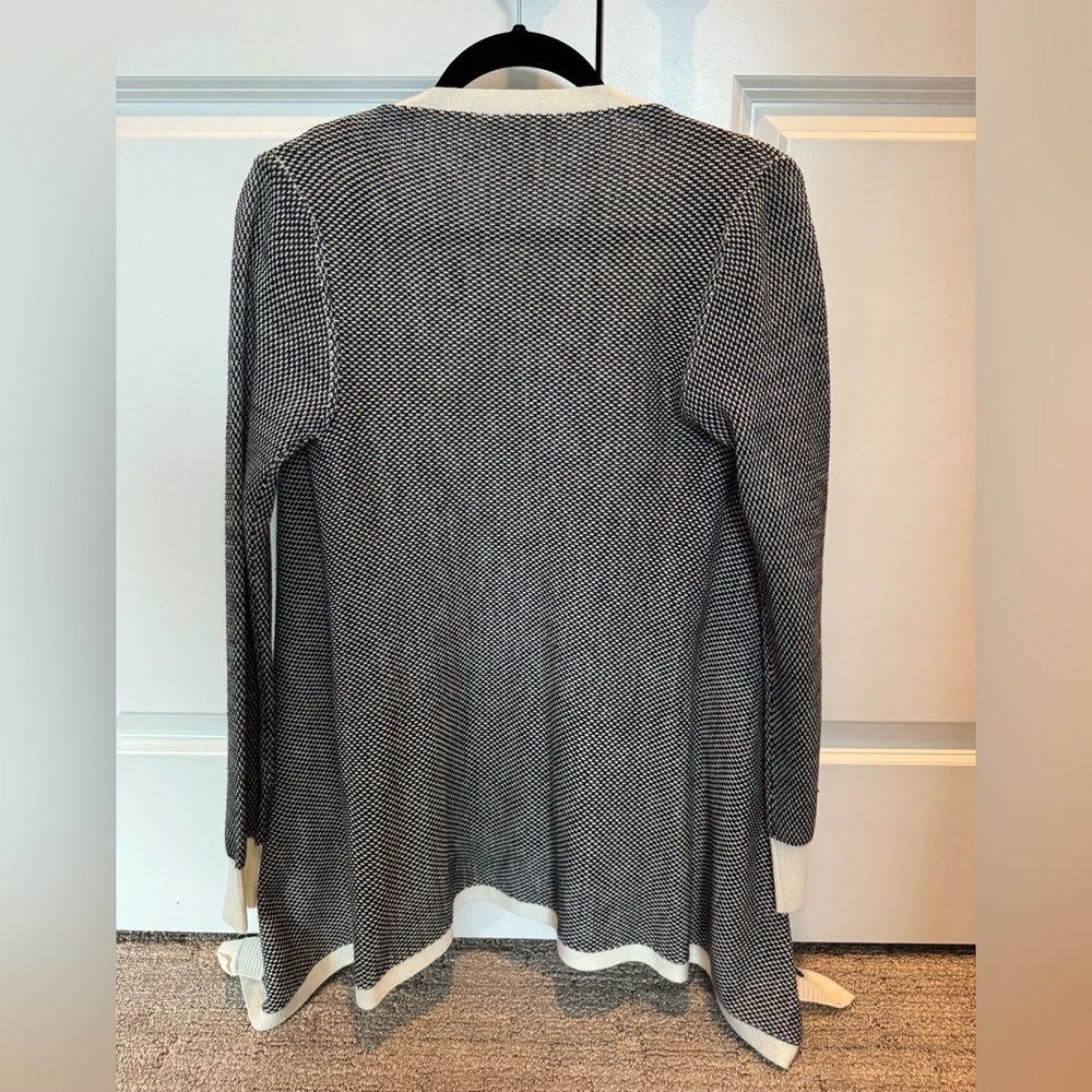 RD Style Black and Cream Open Front Cardigan - Picture 2 of 4